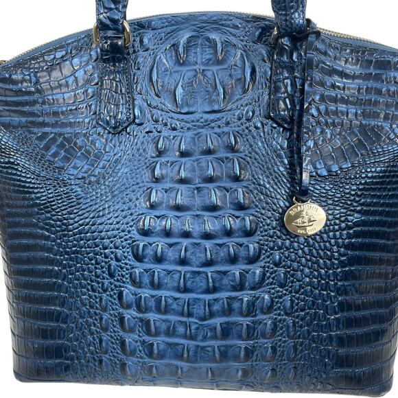 Brahmin Large Duxbury Satchel Bag Melbourne Blue Leather Croc - Picture 6 of 8